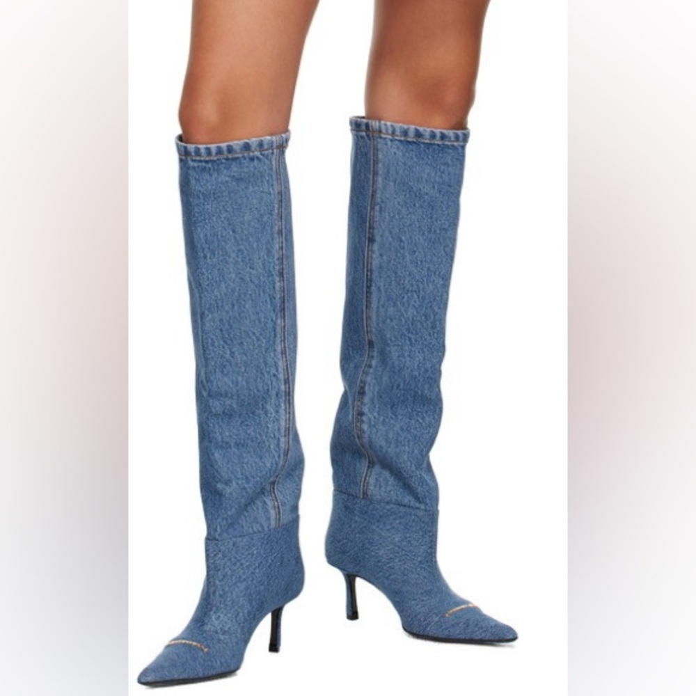 Alexander Wang Viola 65 Denim Slouch Boots Size 37 | Knee High Designer Boots